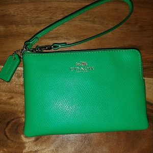 Coach Bright Emerald Green Mini Wristlet